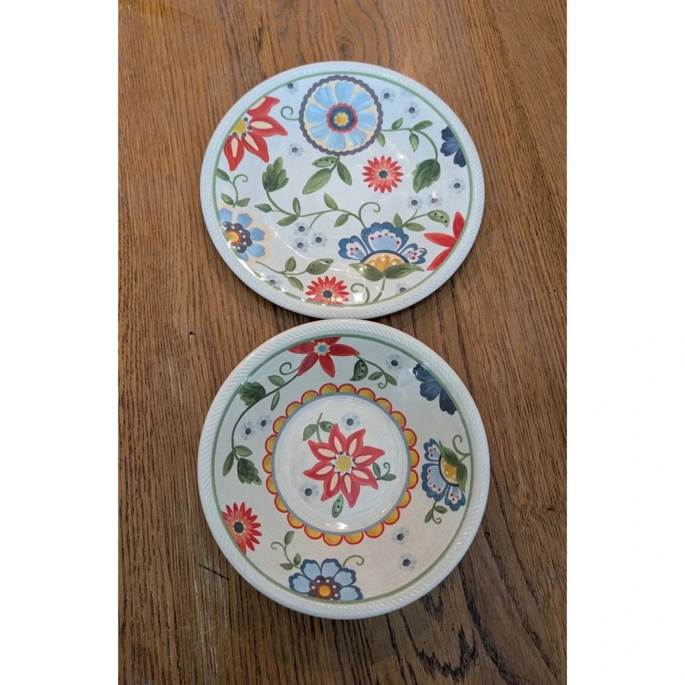 Threshold Floral Melamine Dessert/Salad‎ Plate & Cereal/Salad Bowl Set of 2